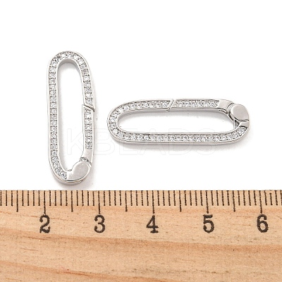 Rack Plating Brass Micro Pave CLear Cubic Zirconia  Spring Gate Clasps KK-Q814-13P-1