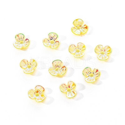 Electroplated 3-petal Flower Resin Cabochons MRMJ-R128-15G-1