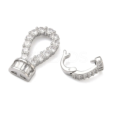 Brass Micro Pave Clear Cubic Zirconia Fold Over Clasps KK-U059-60P-1