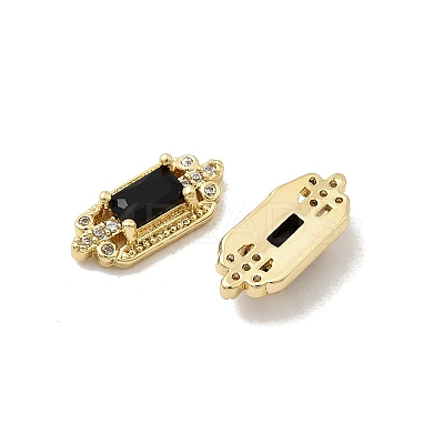 Rectangle Brass Pave Clear Cubic Zirconia Cabochons KK-A275-14G-1