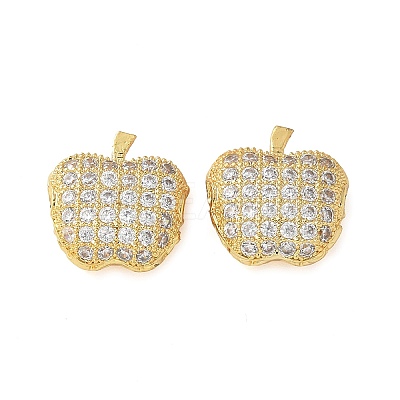 Brass Micro Pave Cubic Zirconia Charms KK-C086-11G-1