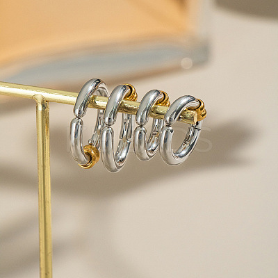 Two Tone 304 Stainless Steel Cuff Earrings WG02975-01-1