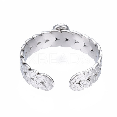 Non-Tarnish 304 Stainless Steel Open Cuff Finger Ring Cabochon Settings STAS-T060-09P-1