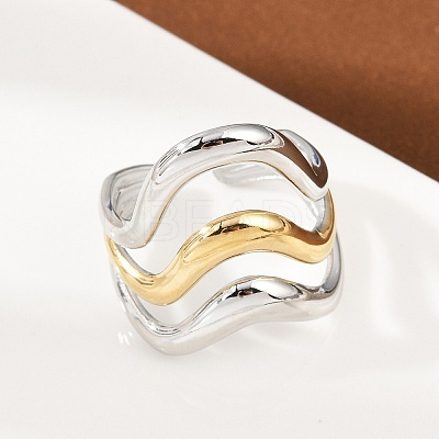 304 Stainless Steel Open Cuff Rings for Women RJEW-K296-03A-GP-1
