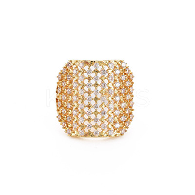 Brass Micro Pave Cubic Zirconia Cuff Rings RJEW-S045-150G-1