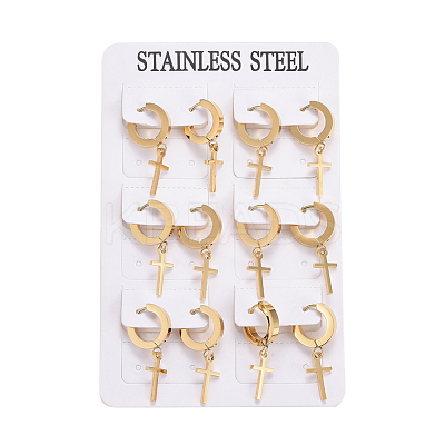 304 Stainless Steel Dangle Hoop Earrings EJEW-L232-002G-1