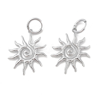 304 Stainless Steel Sun Hoop Earrings LS-EJEW-M073-01P-1