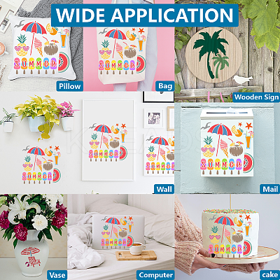 1 Set Summer Theme PET Hollow Out Drawing Painting Stencils DIY-MA0004-76B-1
