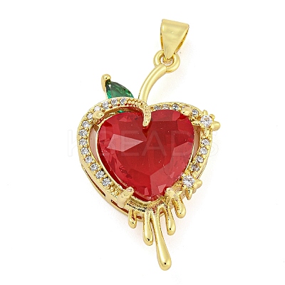 Rack Plating Brass Micro Pave Clear Cubic Zirconia Pendants ZIRC-L100-162G-09-1