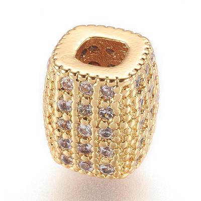Brass Micro Pave Cubic Zirconia Beads ZIRC-F062-14G-1