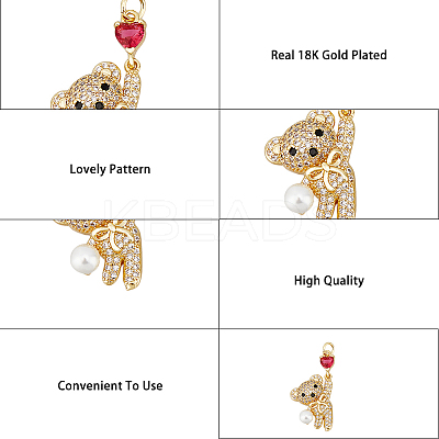 4Pcs 2 Style Brass Micro Pave Cubic Zirconia Charms KK-HY0003-14-1