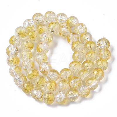 Transparent Spray Painted Crackle Glass Bead Strands GLAA-N035-03C-A08-1