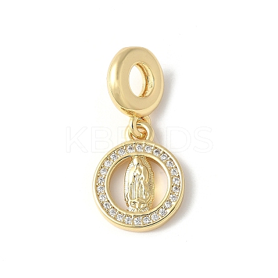 Brass Micro Pave Cubic Zirconia European Dangle Charms ZIRC-I071-24G-1