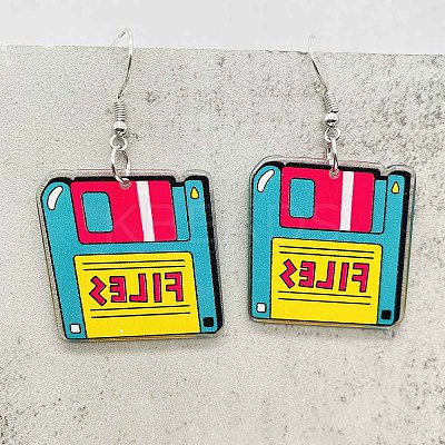 Alloy Acrylic Rectangle Dangle Earrings FS-WG804D6-05-1