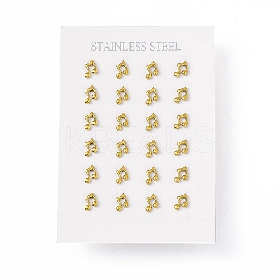 PVD Vacuum Plating 304 Stainless Steel Tiny Musical Note Stud Earrings for Women EJEW-P212-05G-1