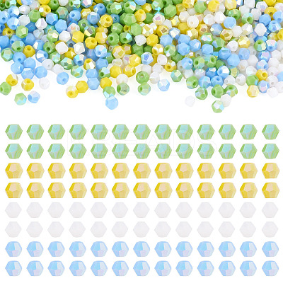 4 Strands 4 Colors AB Color Plated Opaque Glass Beads Strands GLAA-TADJ0001-20C-1