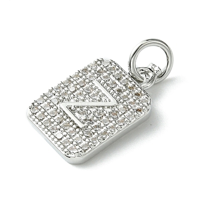 Rack Plating Brass Micro Pave Clear Cubic Zirconia Charms KK-G501-01Z-P-1