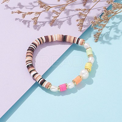 Polymer Clay Heishi Beaded Stretch Bracelets BJEW-JB06026-05-1