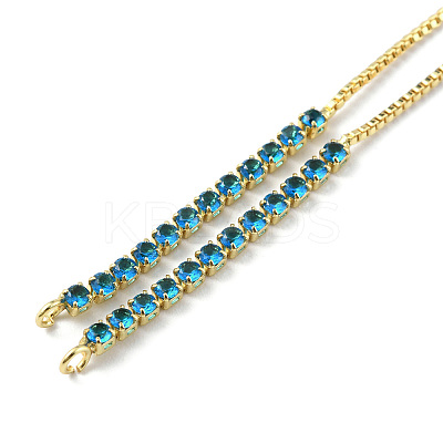 Brass Micro Pave Cubic Zirconia Box Chain Slider Bracelet Makings KK-P233-10G-1