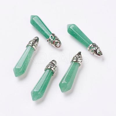 Natural Green Aventurine Pointed Pendants G-P309-08-1