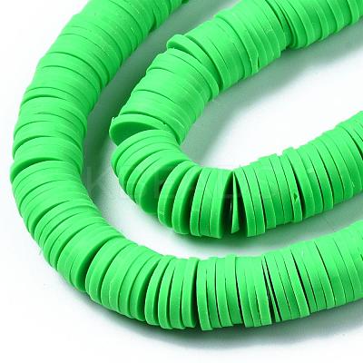 Flat Round Handmade Polymer Clay Beads CLAY-R067-10mm-08-1