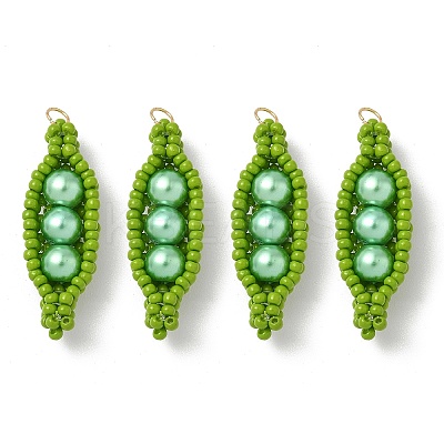 Glass Seed Beaded Pea Pendants PALLOY-MZ00922-01-1