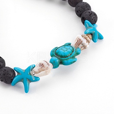 Natural Lava Rock Beads Stretch Bracelets BJEW-JB03989-1