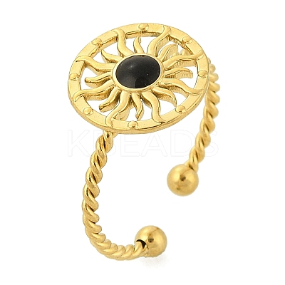 304 Stainless Steel Enamel Cuff Rings for Women RJEW-G338-01G-02-1