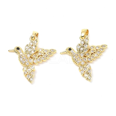 Brass Micro Pave Clear Cubic Zirconia Pendants KK-G533-07E-G-1