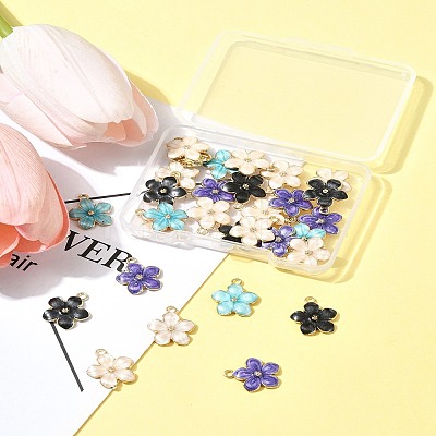 30Pcs 5 Colors Alloy Enamel Pendants ENAM-FS0002-07-1