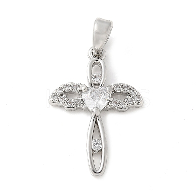 Brass Micro Pave Cubic Zirconia Pendants KK-U056-30P-1