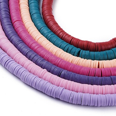 Flat Round Handmade Polymer Clay Beads CLAY-R067-8.0mm-M3-1