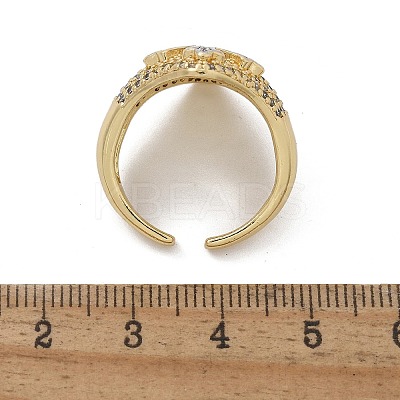 Brass Micro Pave Clear Cubic Zirconia Cuff Rings for Women RJEW-U041-05G-1