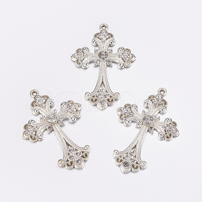 Alloy Rhinestone Cross Big Pendants LS-ALRI-1475-S-NR-1