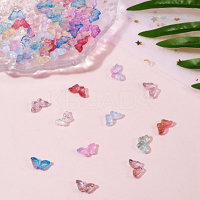 200Pcs 10 Style Transparent Spray Painted Glass Beads GLAA-SZ0001-81-1