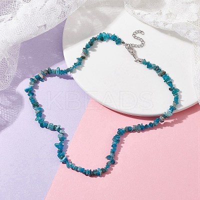 Natural Apatite Chip Beaded Necklace NJEW-JN04615-15-1