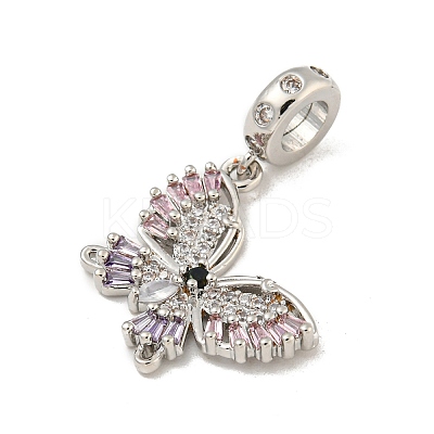 Rack Plating Brass Pave Colorful Cubic Zirconia European Dangle Charms KK-P277-19P-1