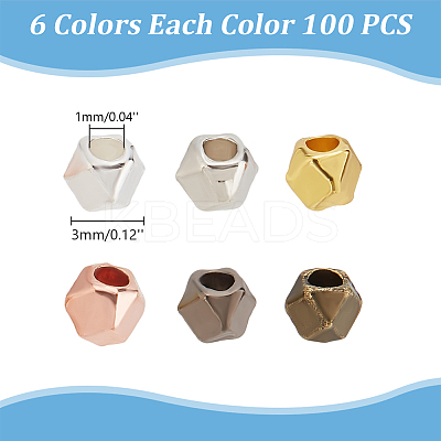 600Pcs 6 Colors Polyhedron Alloy Finding Beads FIND-AR0004-57-1