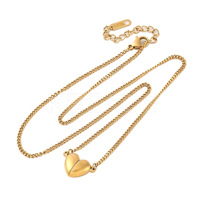 304 Stainless Steel Heart Pendant Necklaces for Women NJEW-Z065-06G-1