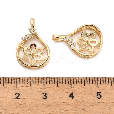 Brass Micro Pave Cubic Zirconia Hollow Teardrop Peg Bails KK-NH0009-09G-1