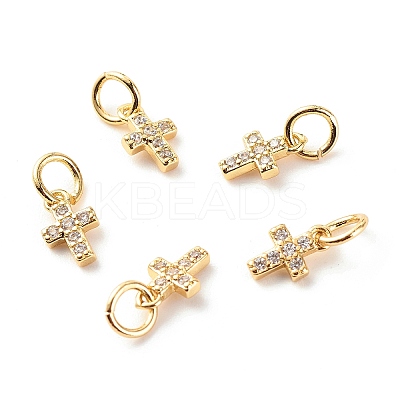 Brass Micro Pave Clear Cubic Zirconia Pendants LS-ZIRC-P094-18G-RS-1