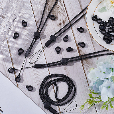 36Pcs Silicone Rings with 6Pcs Polyester Necklace Lanyard Anti-Loss Pendant Holder DIY-GF0008-08B-1