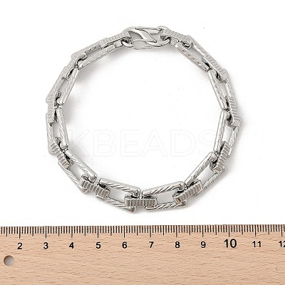 304 Stainless Steel Trapezoid Link Chain Bracelets for Women Men BJEW-F488-68P-1