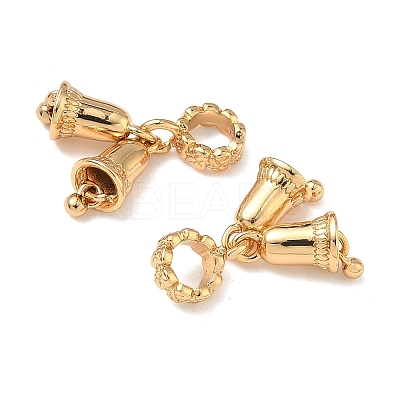 Brass Double Christmas Bell European Dangle Charms KK-H526-09G-1