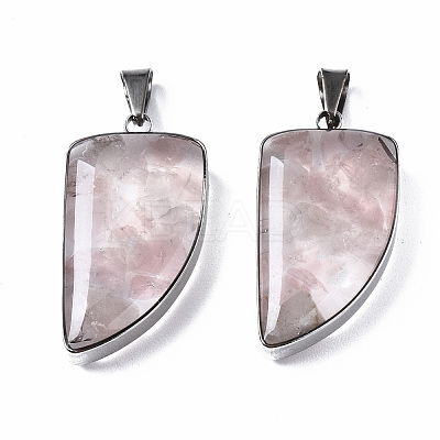 Natural Rose Quartz Pendants G-T128-05D-1