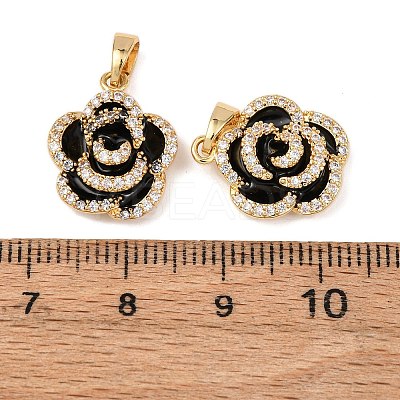 Brass Micro Pave Clear Cubic Zirconia Enamel Pendants KK-G543-08G-02-1