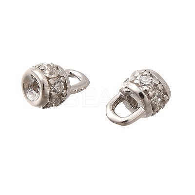 925 Sterling Silver Micro Pave Clear Cubic Zirconia Cord Ends STER-B006-01P-1