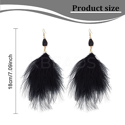 2 Pairs 2 Colors Feather Long Dangle Earrings EJEW-AN0001-06-1