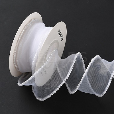5 Yards ABS Pearl Edged Mesh Ribbon for Bowknot Making OCOR-B004-01A-07-1
