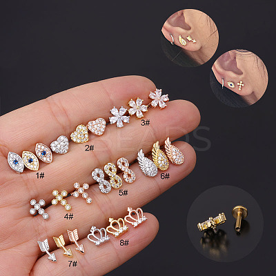 Brass Micro Pave Clear Cubic Zirconia Cartilage Earrings WGF4DCF-08-1